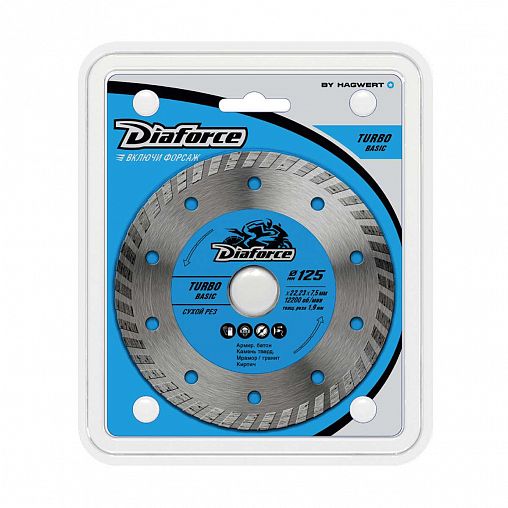 Круг алмазный сегментный турбо Diaforce Turbo Basic, для сухой резки, 125 x 1,9 x 22,23 мм фото