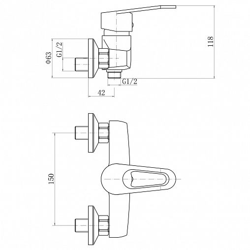 Смеситель для душа PLStart PL2006, хром фото