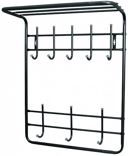 Вешалка настенная с полкой Nika, 8 крючков, 59 x 71 x 27 см, черная фото