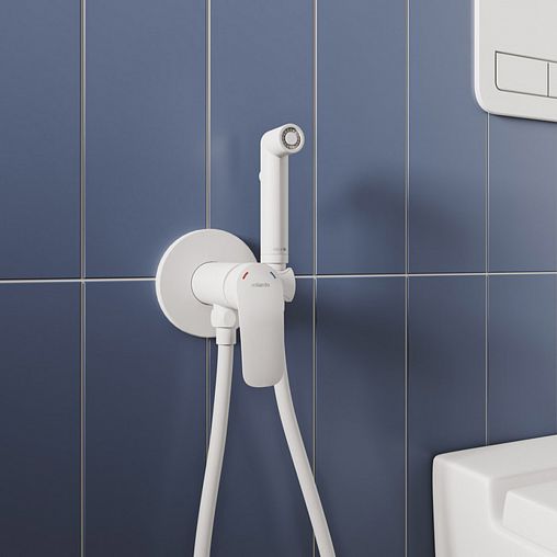 Встраиваемый гигиенический душ со смесителем Milardo Rora, белый матовый фото