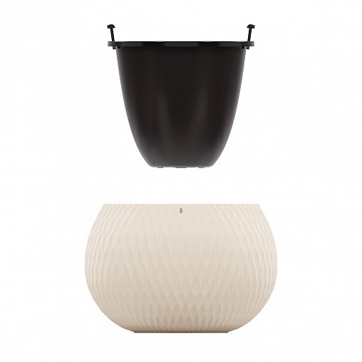 Кашпо подвесное Альтернатива Жемчужина, со вставкой, 9,7 л, бежевое фото