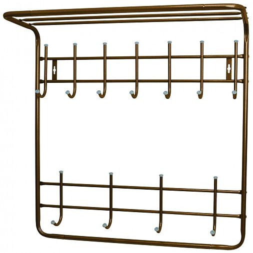 Вешалка настенная с полкой Nika, 11 крючков, 73 x 71 x 27 см, медный антик фото