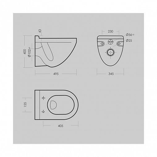 Унитаз подвесной ободковый Sanita Luxe Attica, 36 x 36,5 x 49 см, белый фото