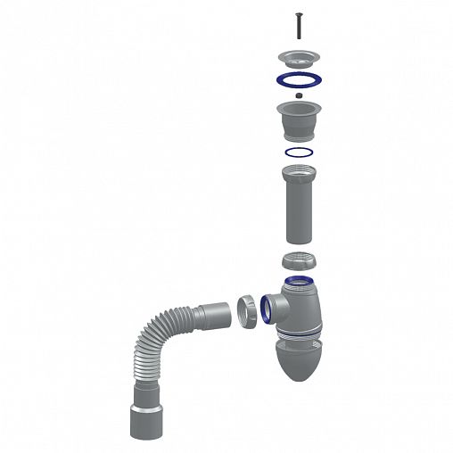 Сифон бутылочный Unicorn A220P, 1 1/2", с гофротрубой d 40 мм x 40/50 мм фото