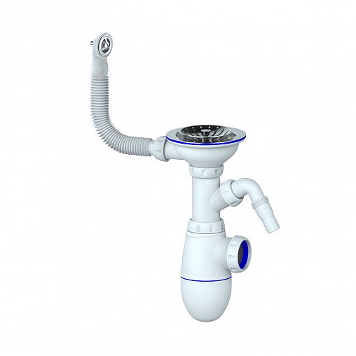 Сифон бутылочный Unicorn B431VP, с выпуском 3 1/2" x 40 мм, с круглым переливом, d 115 мм фото