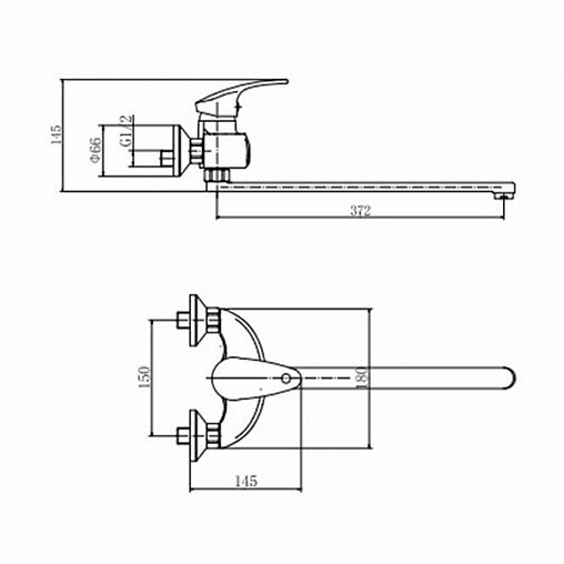 Смеситель для ванны с душем Fashun A2221, с длинным изливом, хром фото
