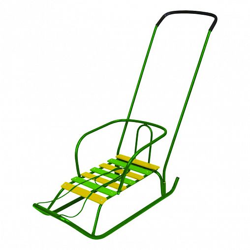 Санки детские с ручкой Nika Ветерок 2, сиденье 46 x 29 см, зеленые фото