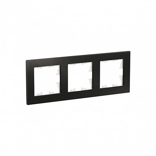 Рамка Systeme (Schneider) Electric Atlasdesign Nature, 3-поста, металл, оникс фото