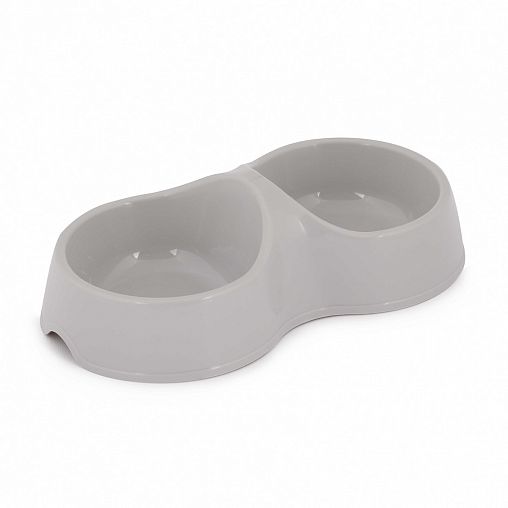 Миска для животных двойная Альтернатива, 0,2 л, серая фото