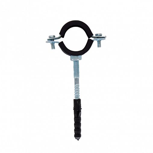 Хомут металлорезиновый CTM, с шурупом и дюбелем, 75 - 80 мм, 2 1/2" фото