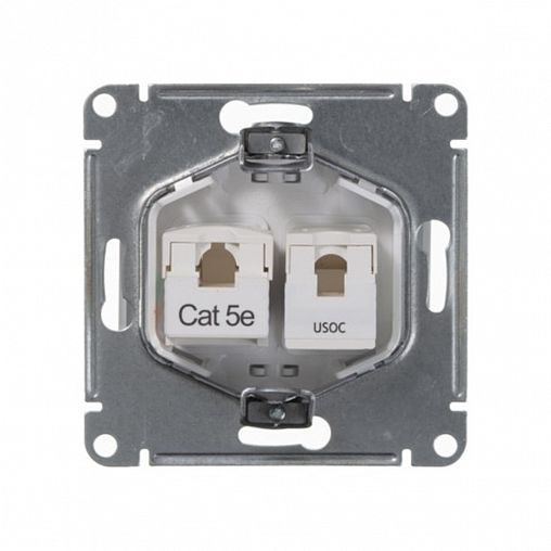 Розетка телефонная и компьютерная встраиваемая RJ11/RJ45 Systeme Electric Glossa, IP20, белая фото