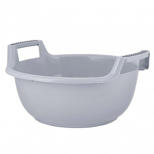 Таз Plast Team, с ручками, круглый, 16 л, серый шторм фото