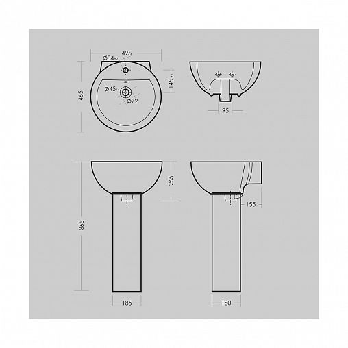 Раковина Sanita Luxe Art 50 ВКС, 49,5 x 46,5 x 26,5 см, белая фото
