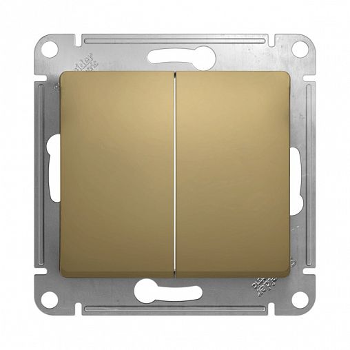 Переключатель 2-клавишный Systeme (Schneider) Electric Glossa, встраиваемый, титан фото