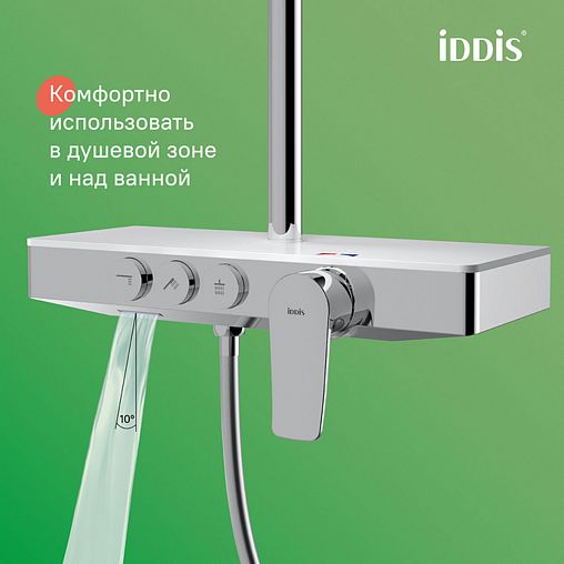 Душевая система с тропическим душем IDDIS Shelfy, с управлением Push Control, хром фото