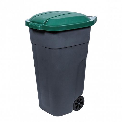 Бак для раздельного сбора мусора Plast Team, на колесах, 110 л, зеленый фото