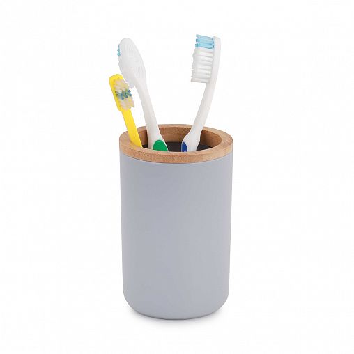Стакан для зубных щеток Альтернатива Бамбук, серый фото