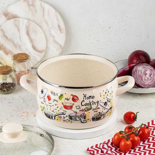 Набор эмалированных кастрюль Metrot Гурман, 6 предметов (кастрюли 2,4, 3,3, 5,7 л, крышки) фото