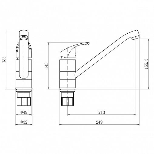Смеситель для кухни PLStart PL4515-7, черный/хром фото