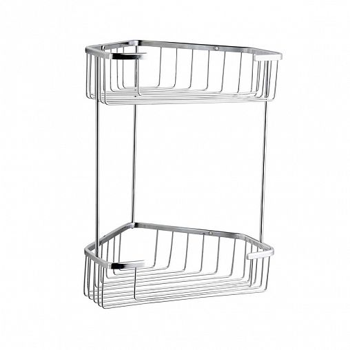 Полка в ванную угловая Fashun A335-1, 2-х ярусная, хром фото