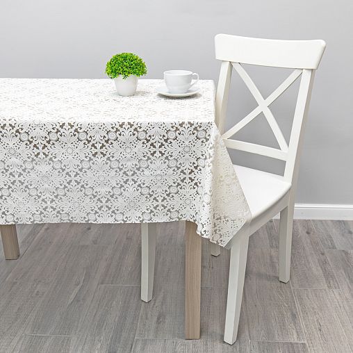 Клеенка столовая ПВХ Вилина Элегия 7055-014, 1,35 x 22 м, белая фото