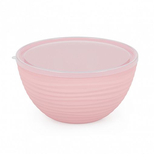 Салатник пластиковый Альтернатива Оазис, с крышкой, 4 л, розовый фото