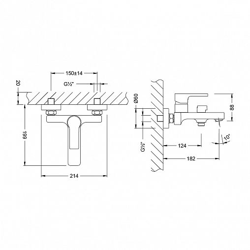 Смеситель для ванны Lemark Aura LM0614CH, однорычажный, хром фото