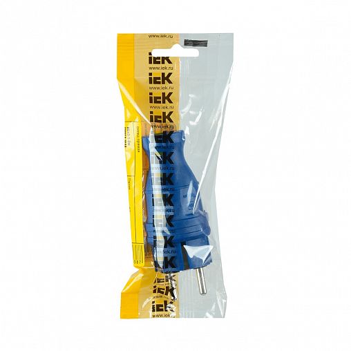Вилка прямая IEK Омега ВБп3-1-0м, с заземлением, 16 А, синяя фото