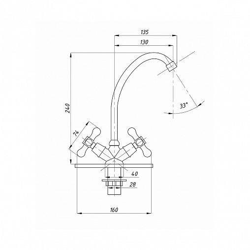 Смеситель для кухни Tsarsberg TSB-272-98, двухвентильный, хром фото