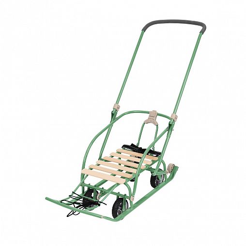 Санки детские с ручкой Nika Kids Nikki 3 N3/ОЛ, сиденье 46 x 29 см, с колесами, оливковые фото