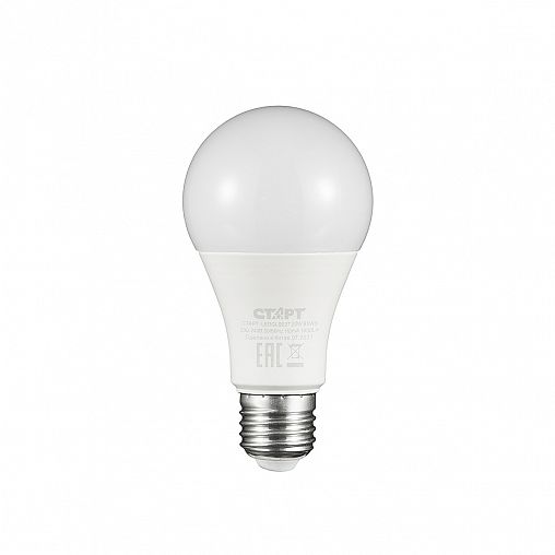 Лампа светодиодная LED Старт ECO Груша, E27, 20 Вт, 6500 K, холодный белый свет фото