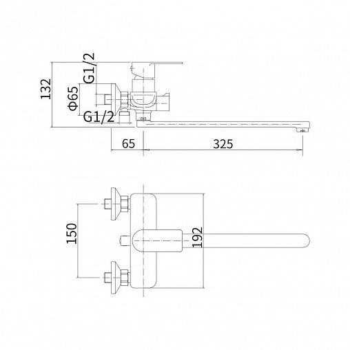 Смеситель для ванны с душем Fashun A52219, с длинным изливом, сатин фото