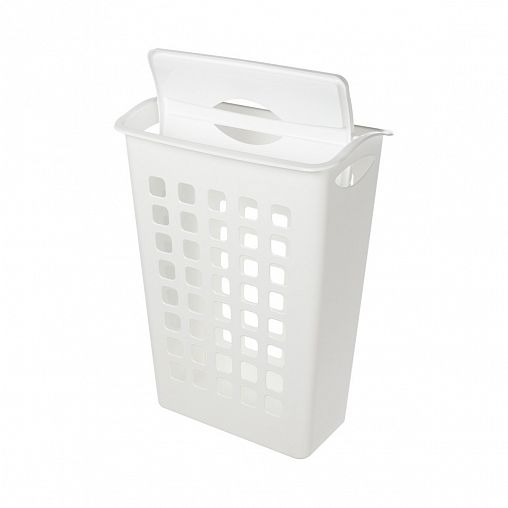 Корзина для белья с поворотной крышкой Бытпласт 430 x 260 x 580 мм, белая фото
