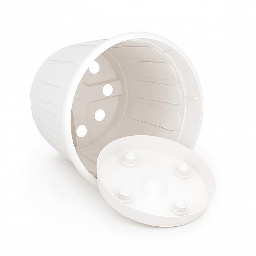 Горшок для цветов Альтернатива Дионис, с поддоном, 3,6 л, белый фото