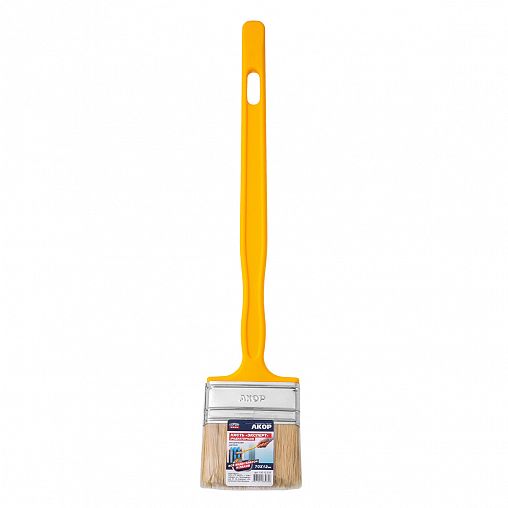 Кисть радиаторная Акор Эксперт, натуральная щетина, пластиковая ручка, 70 x 12 мм фото