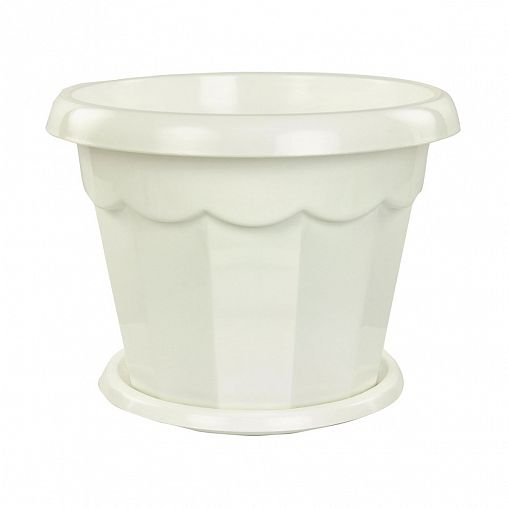 Горшок для цветов Альтернатива Гармония, с поддоном, 7 л, белый фото