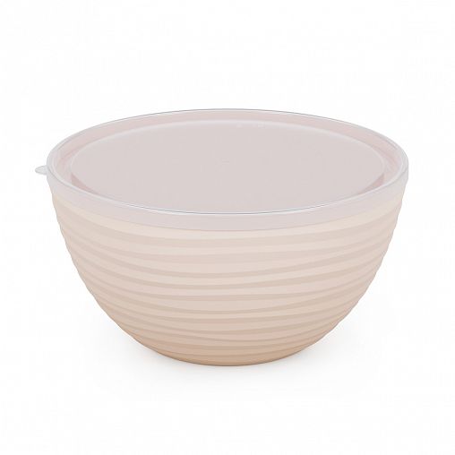 Салатник пластиковый Альтернатива Оазис, с крышкой, 4 л, бежевый фото