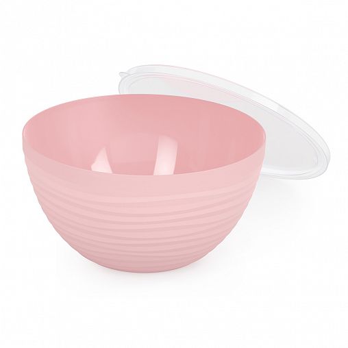 Салатник пластиковый Альтернатива Оазис, с крышкой, 2,5 л, розовый фото
