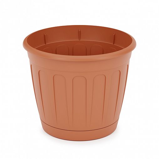 Горшок для цветов Альтернатива Дионис, с поддоном, 1,6 л, коричневый фото