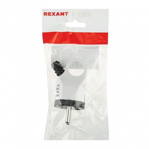 Вилка угловая Rexant Евро, с заземлением, 16 A, бело-черная фото