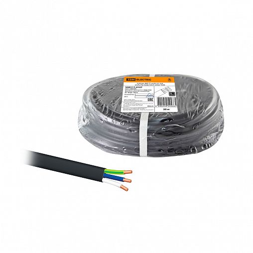 Кабель силовой ВВГ-П нг(А)-LS Tdm Electric, 3 x 4 мм², ГОСТ, 20 м, черный фото