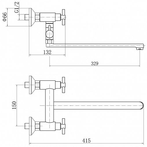 Смеситель для ванны с душем Fashun A52228, с длинным изливом, сатин фото