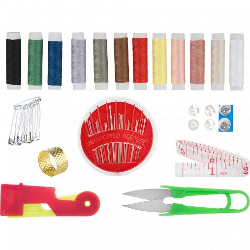 Набор для шитья Рыжий кот (ножницы, иголки, нитки), 57 предметов фото