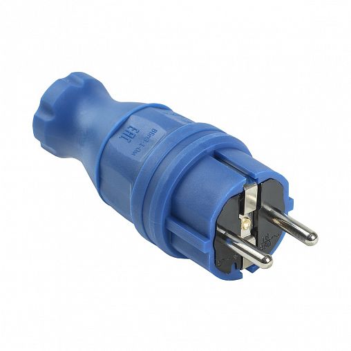 Вилка прямая IEK Омега ВБп3-1-0м, с заземлением, 16 А, синяя фото