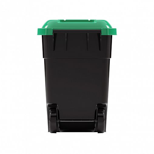 Бак для мусора Альтернатива, на колесах, 65 л, черно-зеленый фото