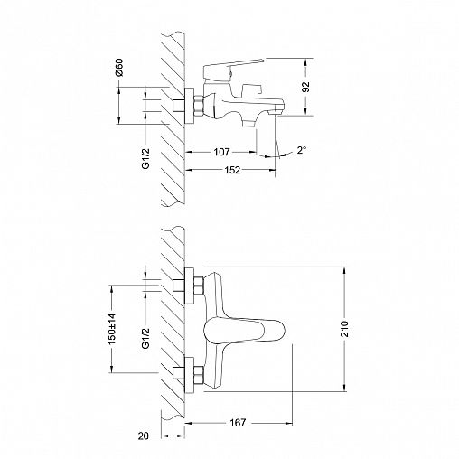 Смеситель для ванны Lemark Point LM0314C, однорычажный, хром фото