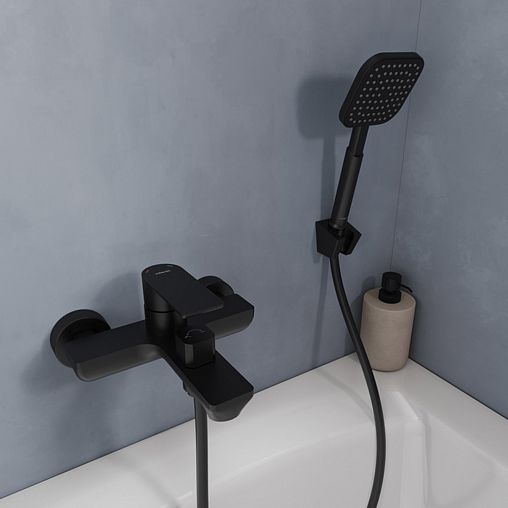 Смеситель для ванны с душем Milardo Maze, черный матовый фото