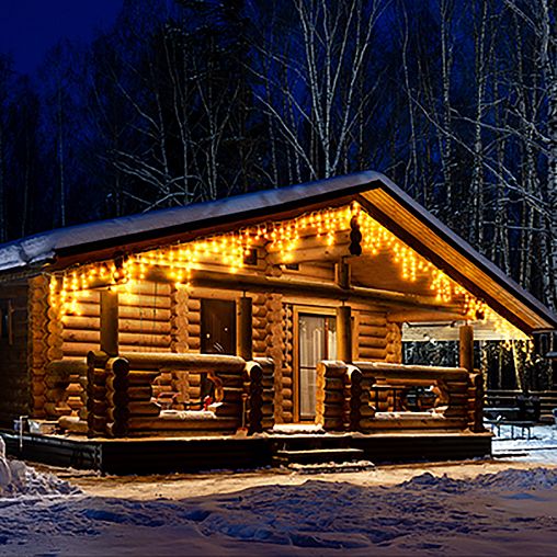 Электрогирлянда Vegas Бахрома, с блоком питания, 48 нитей, 192 LED ламп, 6 x 0,6 м, теплый свет фото