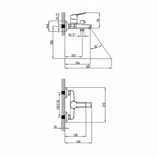 Смеситель для ванны с душем Milardo Stripe STRSB02M02, однорычажный, хром фото
