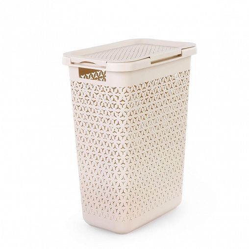 Корзина для белья Альтернатива Элемент, прямоугольная, 30 л, бежевая фото